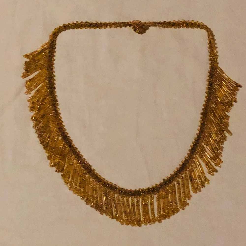 Vintage Boho Gold Beaded Necklace